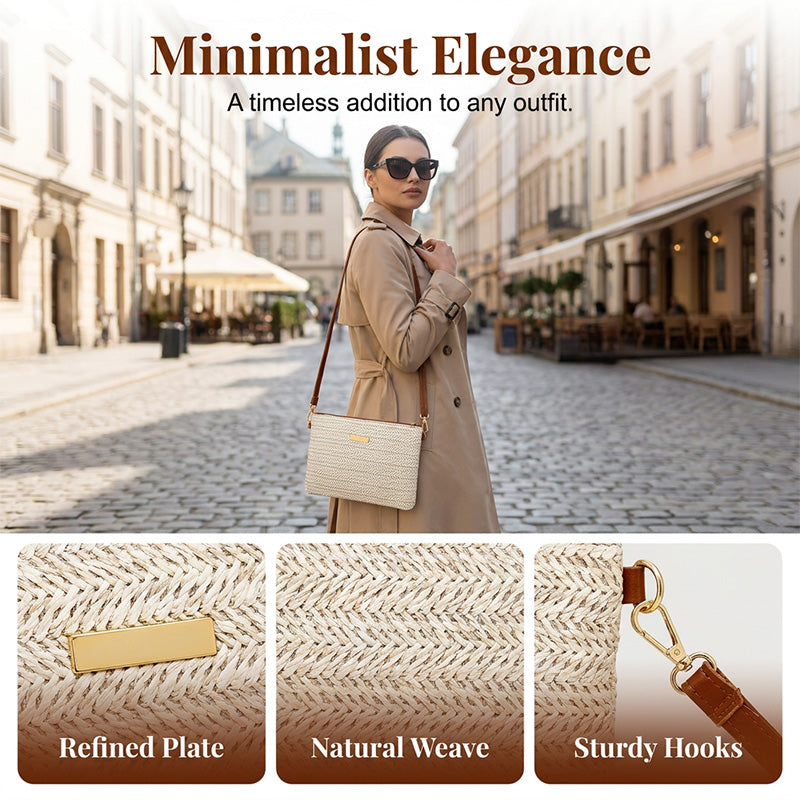 ⏳Zeitlich begrenztes Sonderangebot⏰Umhängetasche und Clutch aus geflochtenem Stroh für Damen👜