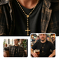 📿 Herren-Vintage-Halskette mit Kreuzanhänger & Perlen – robust, maskulin & ideal als modisches Accessoire für Alltag & besondere Anlässe 🖤