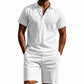 👕 NUR FÜR KURZE ZEIT 50% RABATT! 💥 Herren Lässiges Oberteil & Shorts 2-teiliges Set – Leinenmischung, Revers-Kragen, Elastischer Bund ✨