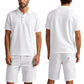 👕 NUR FÜR KURZE ZEIT 50% RABATT! 💥 Herren Lässiges Oberteil & Shorts 2-teiliges Set – Leinenmischung, Revers-Kragen, Elastischer Bund ✨
