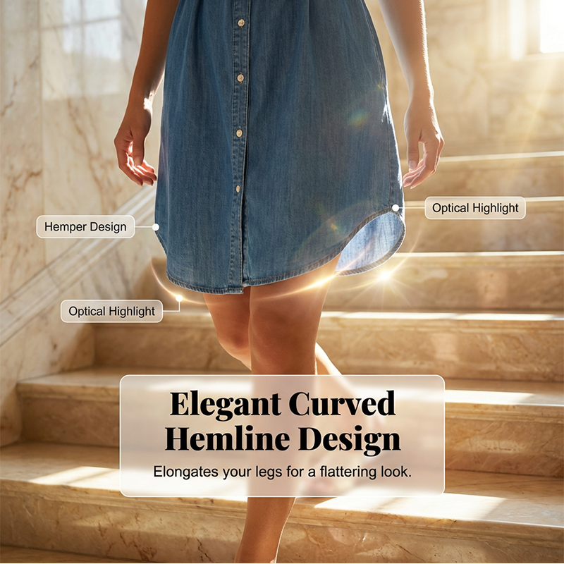 ✨ Jeanshemd-Kleid mit Kordelzug – bequem, knitterarm & leicht zu kombinieren – zu Sneakern, Sandalen oder Stiefeln