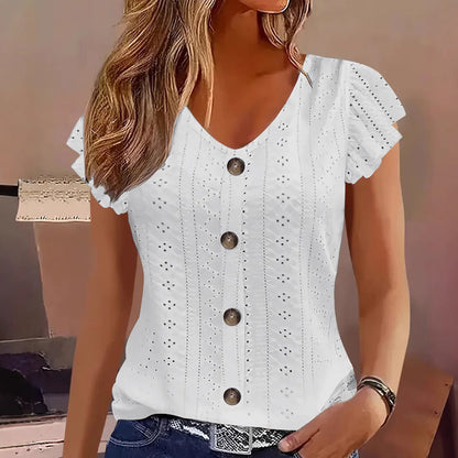 📢Mid-Season Sale: −50% nur für kurze Zeit⏰👚 Damen-Langarmshirt mit V-Ausschnitt & Knopfleiste🌸