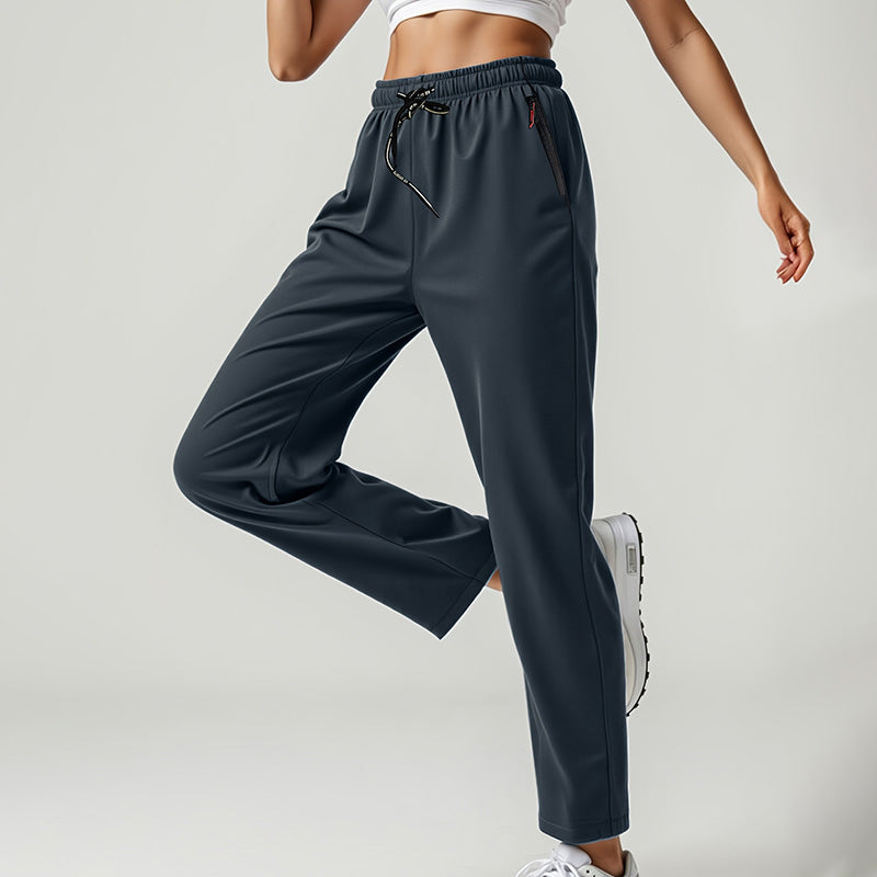👖 50 % Rabatt – Leichte Damen-Sporthose mit hohem Bund – Reißverschlusstaschen, gerade Bein, atmungsaktiv – ideal für Gym, Laufen & Alltag 🏃‍♀️