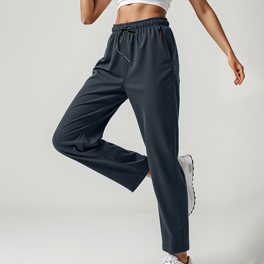 👖 50 % Rabatt – Leichte Damen-Sporthose mit hohem Bund – Reißverschlusstaschen, gerade Bein, atmungsaktiv – ideal für Gym, Laufen & Alltag 🏃‍♀️