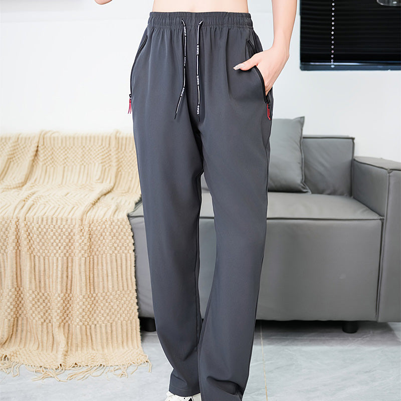👖 50 % Rabatt – Leichte Damen-Sporthose mit hohem Bund – Reißverschlusstaschen, gerade Bein, atmungsaktiv – ideal für Gym, Laufen & Alltag 🏃‍♀️
