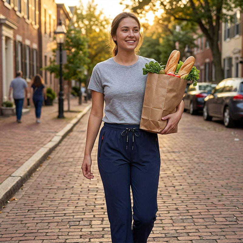 👖 50 % Rabatt – Leichte Damen-Sporthose mit hohem Bund – Reißverschlusstaschen, gerade Bein, atmungsaktiv – ideal für Gym, Laufen & Alltag 🏃‍♀️