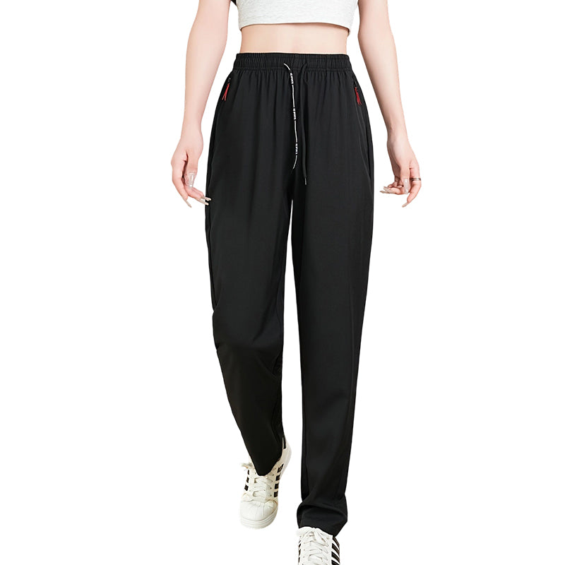 👖 50 % Rabatt – Leichte Damen-Sporthose mit hohem Bund – Reißverschlusstaschen, gerade Bein, atmungsaktiv – ideal für Gym, Laufen & Alltag 🏃‍♀️