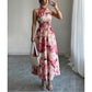 👗 Damen-Kleid mit Halsterneck, ärmellos & bedruckt – leicht, luftig & vielseitig für Sommer, Strand & Freizeit 🌸☀️