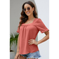 👚 Damen-Kurzarmtop mit quadratischem Ausschnitt, Rüschen & Krauseldetails – leicht, feminin & vielseitig für Alltag & Sommer 🌸