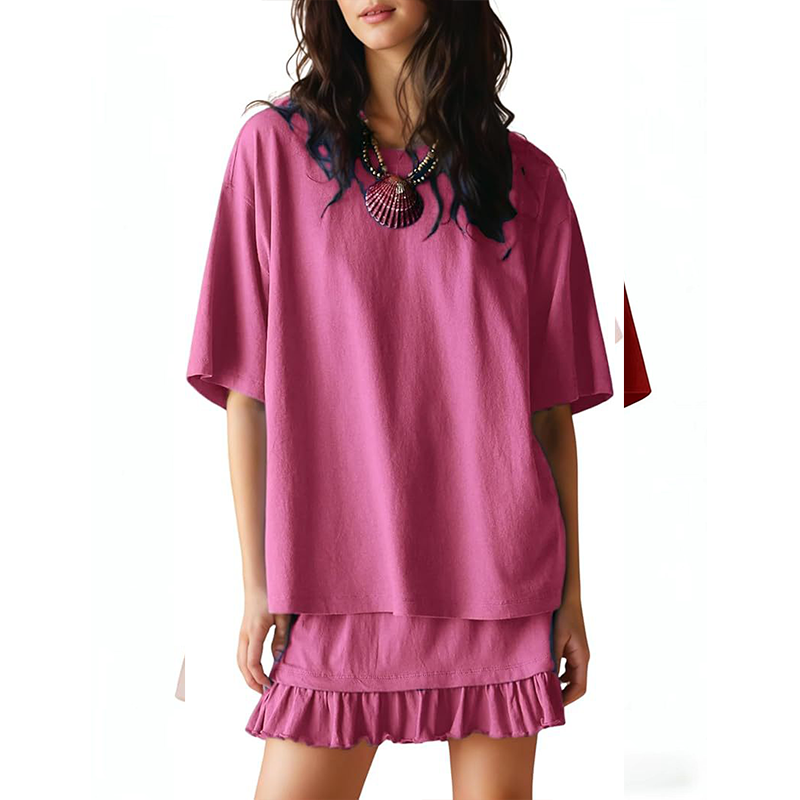 ⏰ 50 % RABATT – Nur für kurze Zeit ✨👚 2-teiliges Freizeit-Set – kurzärmeliges Oberteil mit Rundhals & Faltenrock, bequem, atmungsaktiv & vielseitig für Alltag, Büro & Freizeit 🌸