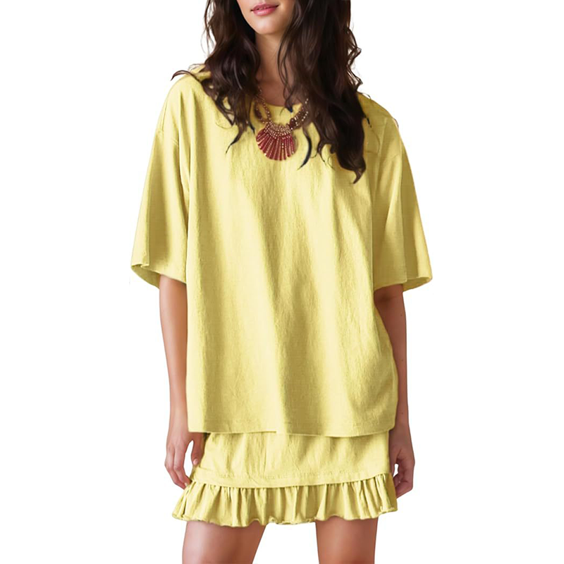 ⏰ 50 % RABATT – Nur für kurze Zeit ✨👚 2-teiliges Freizeit-Set – kurzärmeliges Oberteil mit Rundhals & Faltenrock, bequem, atmungsaktiv & vielseitig für Alltag, Büro & Freizeit 🌸