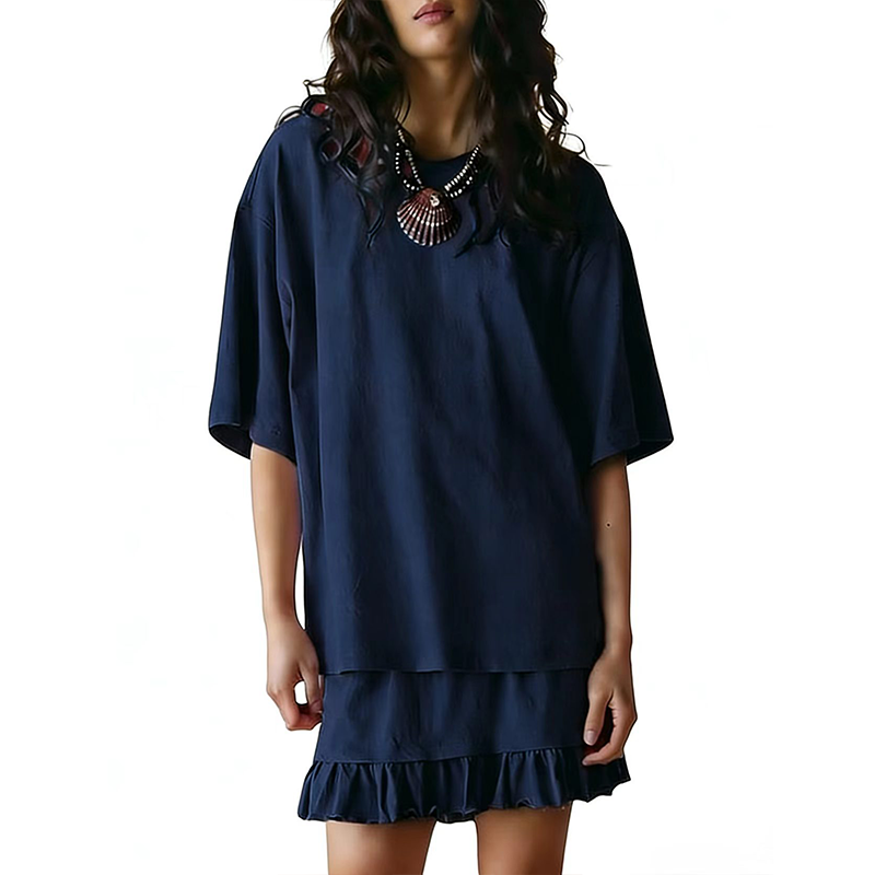 ⏰ 50 % RABATT – Nur für kurze Zeit ✨👚 2-teiliges Freizeit-Set – kurzärmeliges Oberteil mit Rundhals & Faltenrock, bequem, atmungsaktiv & vielseitig für Alltag, Büro & Freizeit 🌸