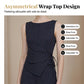 💼✨ Women's Pinstripe Wrap Waist Jumpsuit – Belted One-Piece, Flattering V-Neck & Wide Leg, Effortless Office-to-Dinner Style
