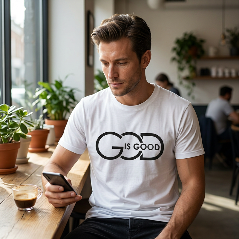👕 Christliches Grafik-T-Shirt mit "God is Good"-Botschaft✝️