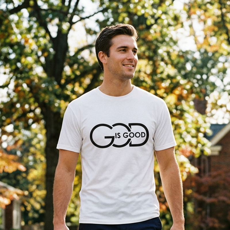 👕 Christliches Grafik-T-Shirt mit "God is Good"-Botschaft✝️