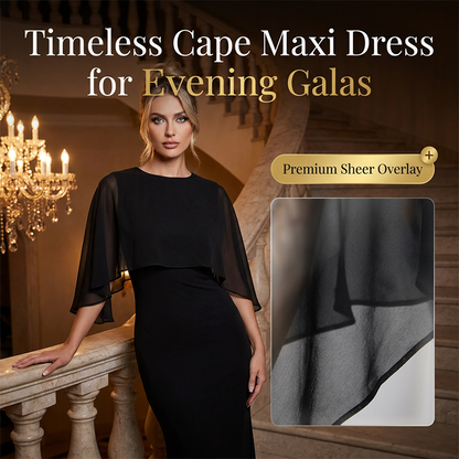 👗 Sanftes Cape-Kleid mit durchsichtigem Netz-Overlay – tailliert, figurbetont & mit schmaler Fischschwanz-Silhouette, elegant & verführerisch 🌸✨