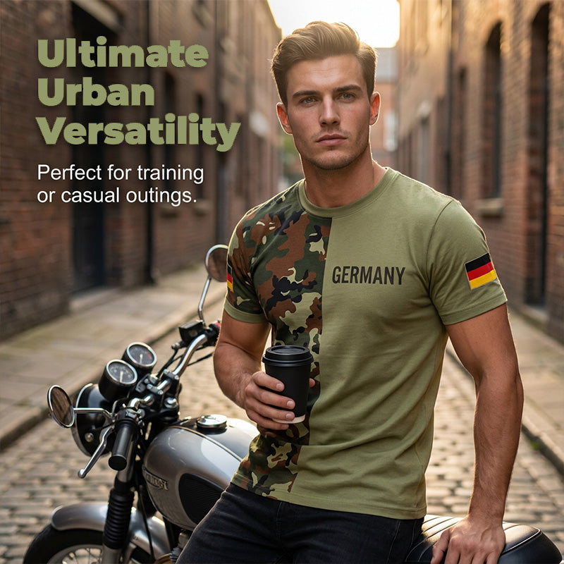 Herren Camouflage Patchwork Rundhals-T-Shirt