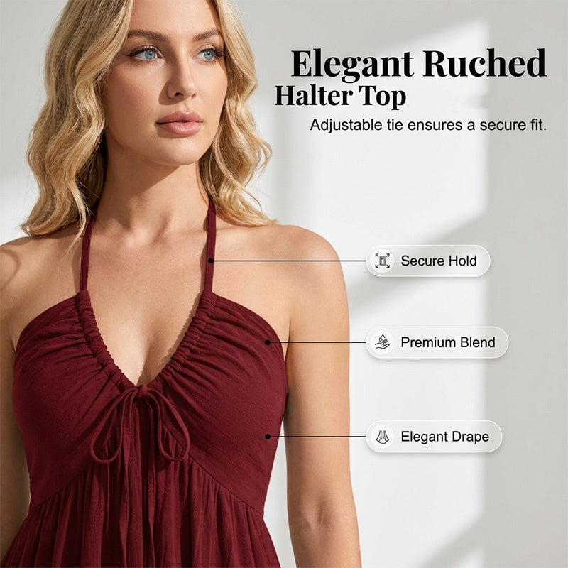 🔥50 % Rabatt auf Neuheiten – Maxikleid für Damen mit Neckholder und rückenfreiem Ausschnitt