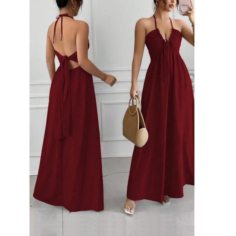 🔥50 % Rabatt auf Neuheiten – Maxikleid für Damen mit Neckholder und rückenfreiem Ausschnitt
