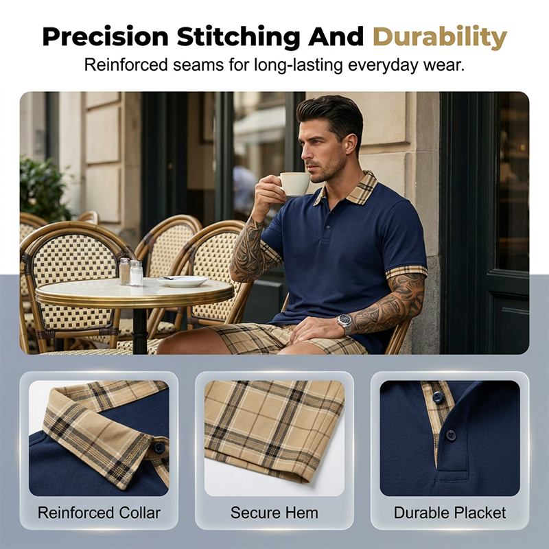 Men's Summer Shirt and Plaid Shorts Set