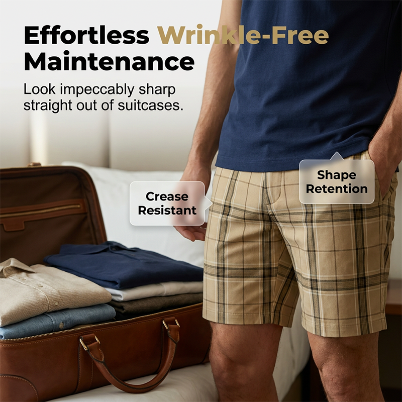 Men's Summer Shirt and Plaid Shorts Set