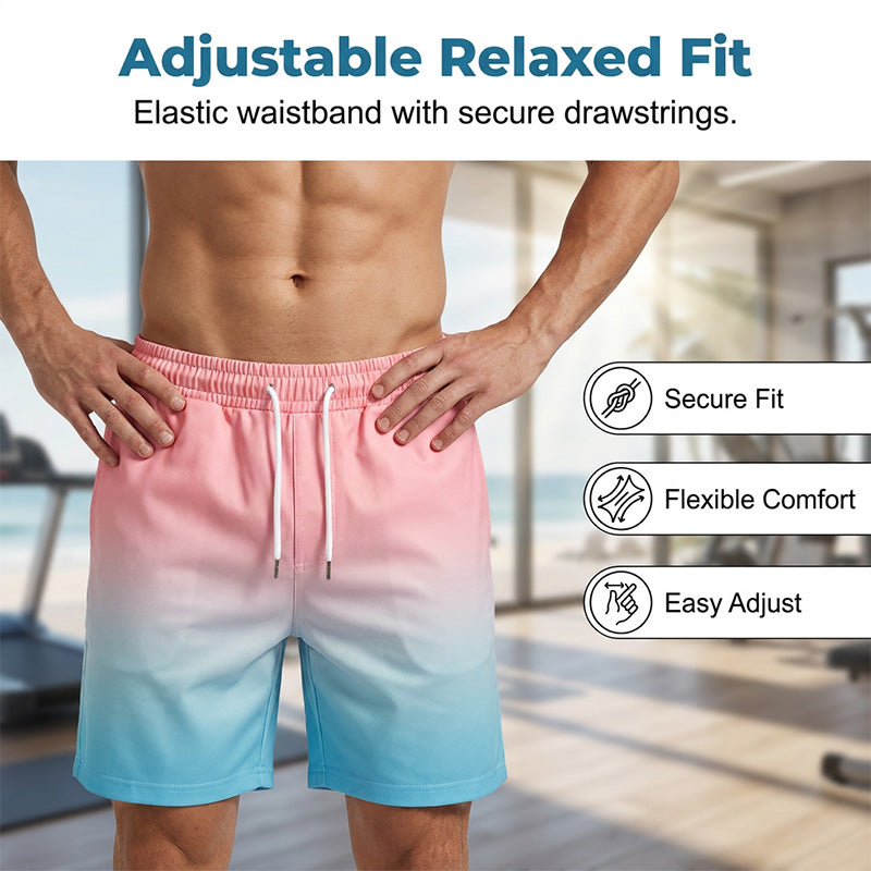⏰ 50 % RABATT – Nur für kurze Zeit ✨👕 2-teiliges Sommer-Set für Herren – Kurzarm-Shirt & Shorts mit Farbverlauf, atmungsaktiv, bequem & vielseitig für Alltag, Sport & Reisen 🌊