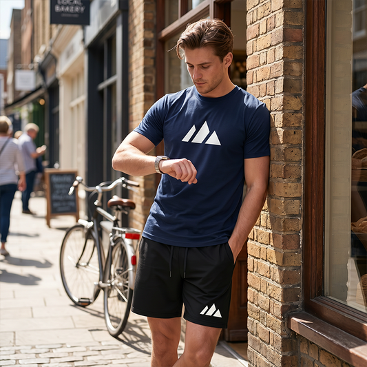 Herren Kurzarm-T-Shirt & Shorts-Set mit Kordelzug