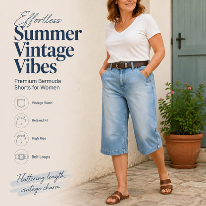 👖 Damen Denim-Bermudashorts ✨ Lockerer Schnitt, Bequem & Ideal für Alltag und Sommer