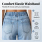 👖 50% RABATT! ✈️ Damen Weitbein-Jeans mit Patch-Taschen – Elastischer Bund & Stretch-Denim – Figurfreundlich & bequem – ideal für Alltag & Freizeit 🩵🌸✨