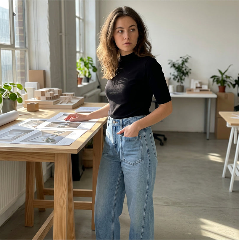 👖 50% RABATT! ✈️ Damen Weitbein-Jeans mit Patch-Taschen – Elastischer Bund & Stretch-Denim – Figurfreundlich & bequem – ideal für Alltag & Freizeit 🩵🌸✨