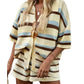 🧶 2-teiliges Strick-Set für Damen – gestreiftes, lockeres Strand-Outfit, atmungsaktiv, mit rundem Ausschnitt, perfekt für den Urlaub 🌊