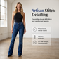 ⏰ 50 % RABATT – Nur für kurze Zeit ✨👖 Damen-Jeans mit leicht ausgestelltem Bein – mittelhoher Bund, asymmetrischer Saum & elastischer Denim, bequem & figurschmeichelnd 🌿