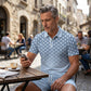 👕 2-teiliges Freizeit-Set für Herren – bedrucktes Oberteil mit Kragen & kurze Shorts, geometrisches Muster, atmungsaktiv & bequem für Alltag & warme Tage ☀️