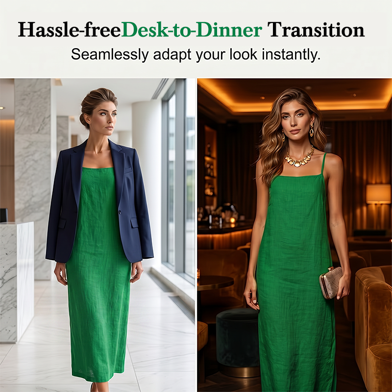🛍️ 50 % Rabatt – Klassisches Boho-Kleid mit Spaghettiträgern & eckigem Ausschnitt – leicht & luftig für den Urlaub 🌸