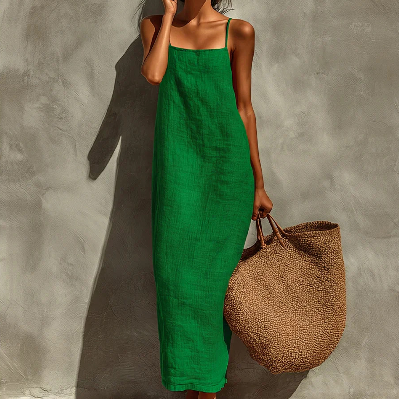 🛍️ 50 % Rabatt – Klassisches Boho-Kleid mit Spaghettiträgern & eckigem Ausschnitt – leicht & luftig für den Urlaub 🌸