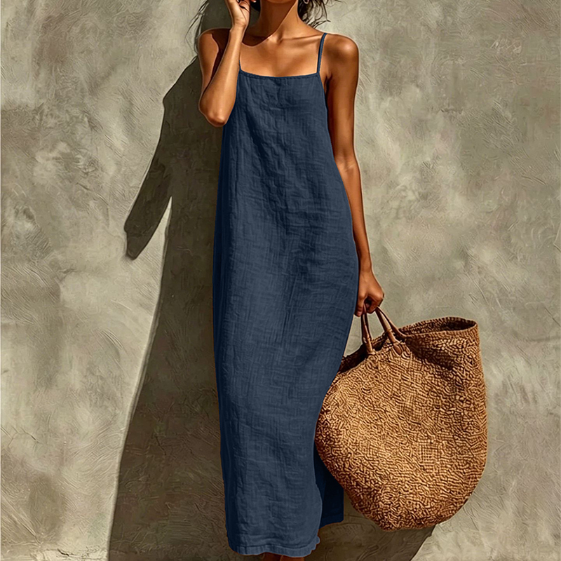 🛍️ 50 % Rabatt – Klassisches Boho-Kleid mit Spaghettiträgern & eckigem Ausschnitt – leicht & luftig für den Urlaub 🌸
