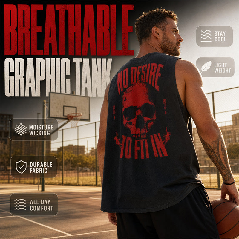 💀☀️ Herren Tanktop mit Totenkopf-Print – Ärmelloses Sommer-Shirt mit lockerer Passform