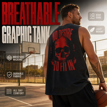 💀☀️ Herren Tanktop mit Totenkopf-Print – Ärmelloses Sommer-Shirt mit lockerer Passform