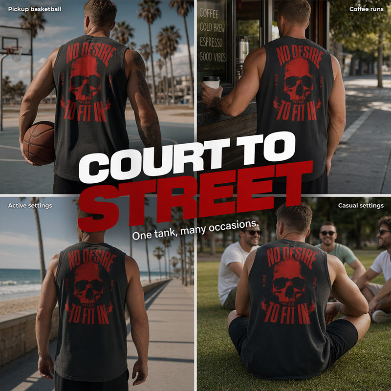 💀☀️ Herren Tanktop mit Totenkopf-Print – Ärmelloses Sommer-Shirt mit lockerer Passform
