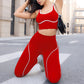 🔥 50% RABATT! 🧘‍♀️ Damen Yoga Set – Farbblock Sporttop & High Waist Leggings | Figurformend, Bequem & Für Jedes Workout ✨
