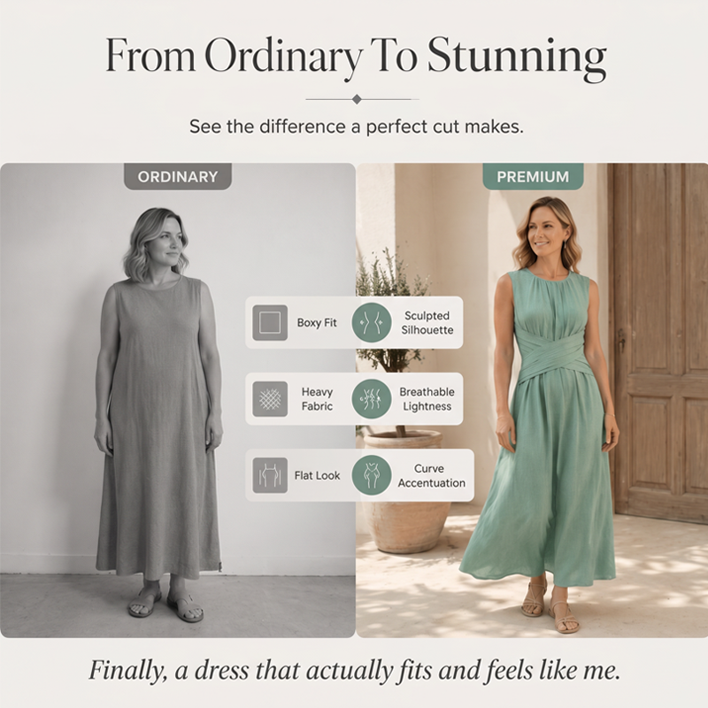 Women's Sleeveless Round Neck Wrap-Waist Maxi Dress