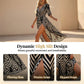 🌸 Damen Midikleid mit V-Ausschnitt ✨ Zickzackmuster, Puffärmeln & Eleganter Passform