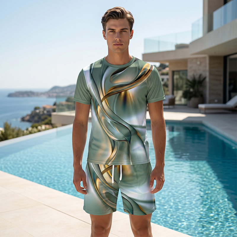 Men's Casual Graphic T-Shirt and Shorts Set