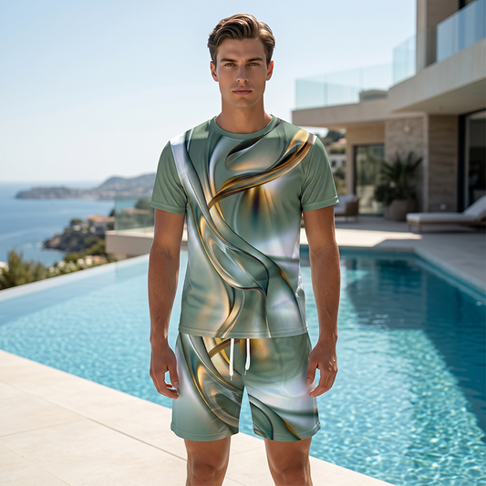 👕 Herren Freizeit-Set ☀️ T-Shirt mit Print & Shorts – Bequem und Ideal für den Sommer