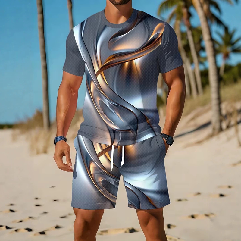 Men's Casual Graphic T-Shirt and Shorts Set