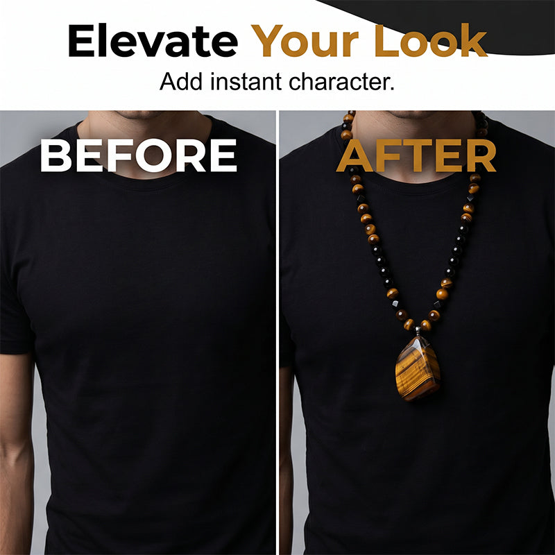 🔥 50% RABATT! 🦁 Herren Tigerauge Perlenkette ✨ Natürlicher Stein, Stilvolles Design & Perfektes Geschenk für Männer