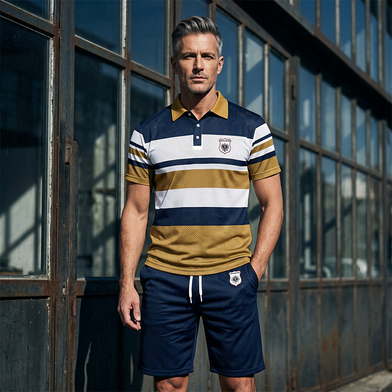 Men's Striped T-Shirt & Shorts  2-Piece Set