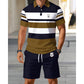 Men's Striped T-Shirt & Shorts  2-Piece Set