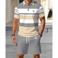 Men's Striped T-Shirt & Shorts  2-Piece Set