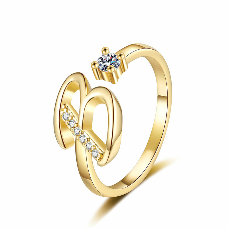 ⏰ 50 % RABATT – Nur für kurze Zeit 💍 Damen Ring mit Buchstaben ✨ Funkelnde Zirkonia-Verzierung, Verstellbare Größe & Elegantes Design